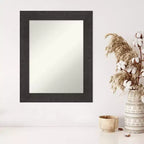 Non-Beveled Rustic Plank Espresso Wall Mirror – Rectangle, Polystyrene Frame, Wall Mounted