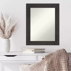 Non-Beveled Rustic Plank Espresso Wall Mirror – Rectangle, Polystyrene Frame, Wall Mounted