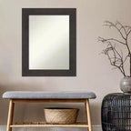 Non-Beveled Rustic Plank Espresso Wall Mirror – Rectangle, Polystyrene Frame, Wall Mounted