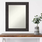 Non-Beveled Rustic Plank Espresso Wall Mirror – Rectangle, Polystyrene Frame, Wall Mounted