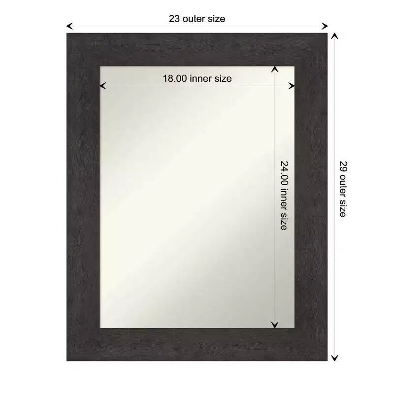 Non-Beveled Rustic Plank Espresso Wall Mirror – Rectangle, Polystyrene Frame, Wall Mounted