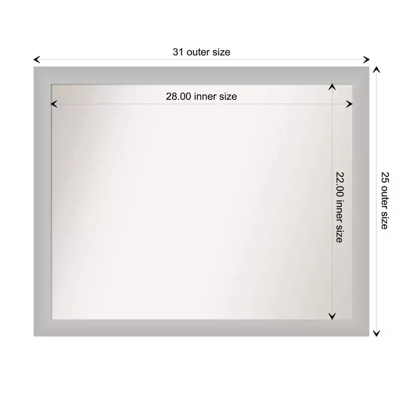 Non-Beveled Low Luster Silver Wood Bathroom Wall Mirror – Real Wood Frame, Wall Mount