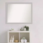 Non-Beveled Low Luster Silver Wood Bathroom Wall Mirror – Real Wood Frame, Wall Mount