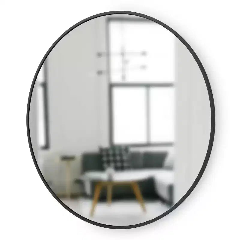 Hubba Round Wall Mirror – Black, Rubber Frame, Modern Decorative
