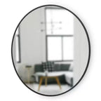 Round Wall Mirror – Black, Rubber Frame, Modern Decorative