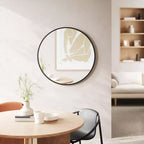Round Wall Mirror – Black, Rubber Frame, Modern Decorative