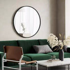 Round Wall Mirror – Black, Rubber Frame, Modern Decorative