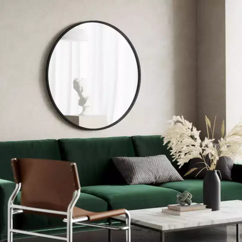 Hubba Round Wall Mirror – Black, Rubber Frame, Modern Decorative