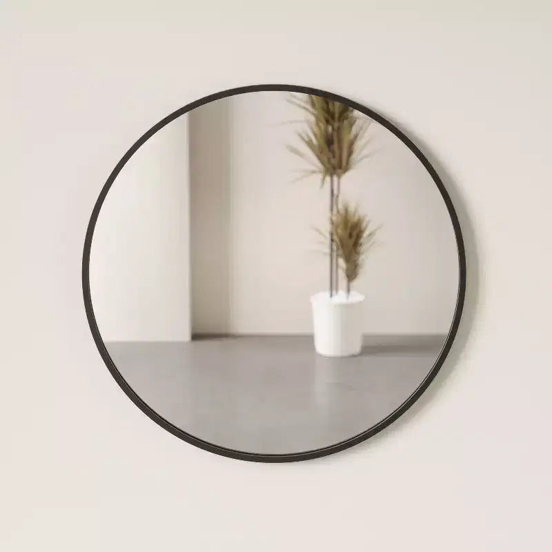 Hubba Round Wall Mirror – Black, Rubber Frame, Modern Decorative