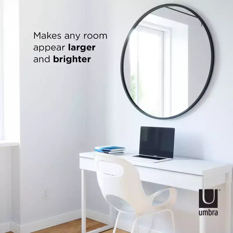 Hubba Round Wall Mirror – Black, Rubber Frame, Modern Decorative