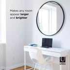 Round Wall Mirror – Black, Rubber Frame, Modern Decorative