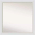 30" x 30" Non-Beveled Flair Narrow Bathroom Wall Mirror Soft White - Amanti Art: Modern Square Polystyrene Frame, Wall Mounted