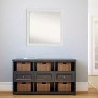 Non-Beveled Flair Narrow Bathroom Wall Mirror – Soft White, Modern Square, Wall Mounted