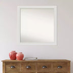 Non-Beveled Flair Narrow Bathroom Wall Mirror – Soft White, Modern Square, Wall Mounted
