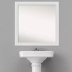 Non-Beveled Flair Narrow Bathroom Wall Mirror – Soft White, Modern Square, Wall Mounted