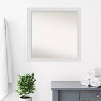 Non-Beveled Flair Narrow Bathroom Wall Mirror – Soft White, Modern Square, Wall Mounted