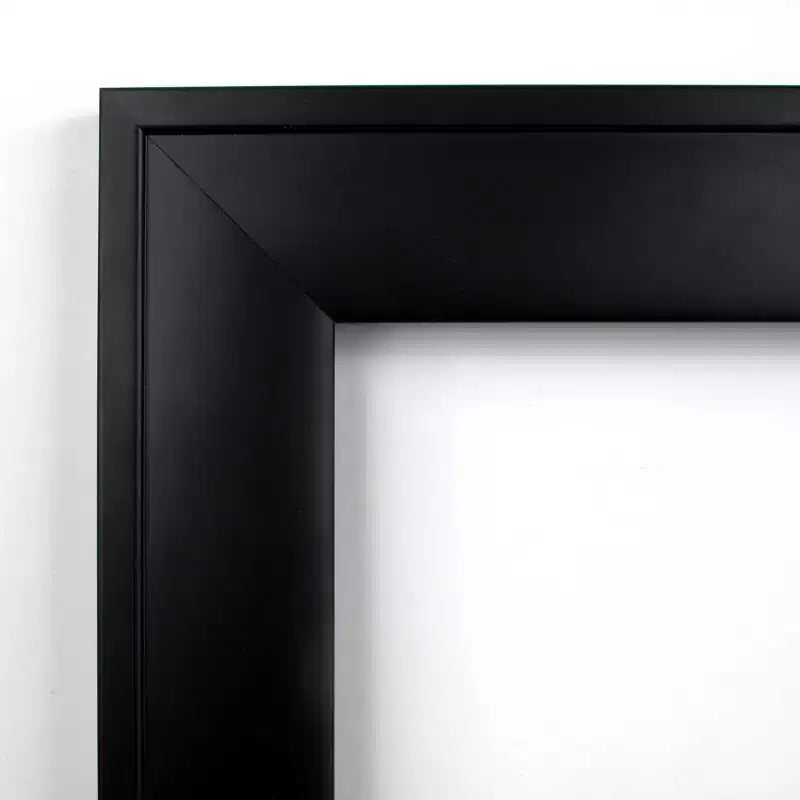 Non-Beveled Nero Black Wood Bathroom Wall Mirror – Modern Square, Wall Mount