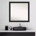 Non-Beveled Nero Black Wood Bathroom Wall Mirror – Modern Square, Wall Mount