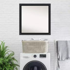 Non-Beveled Nero Black Wood Bathroom Wall Mirror – Modern Square, Wall Mount