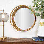 Olivia & May 21"X21" Bamboo Wood Handmade Woven Room Wall Mirror Light Brown