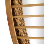 Bamboo Wood Handmade Woven Wall Mirror – Light Brown, Boho Decorative