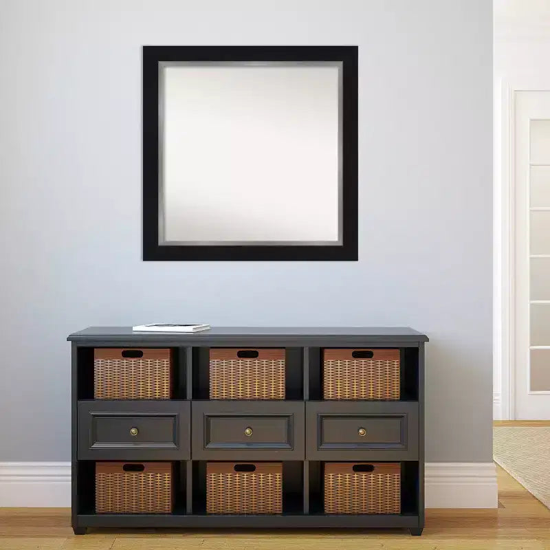 Eva Black Square Wall Mirror for Bathroom – Modern Style, Polystyrene Frame