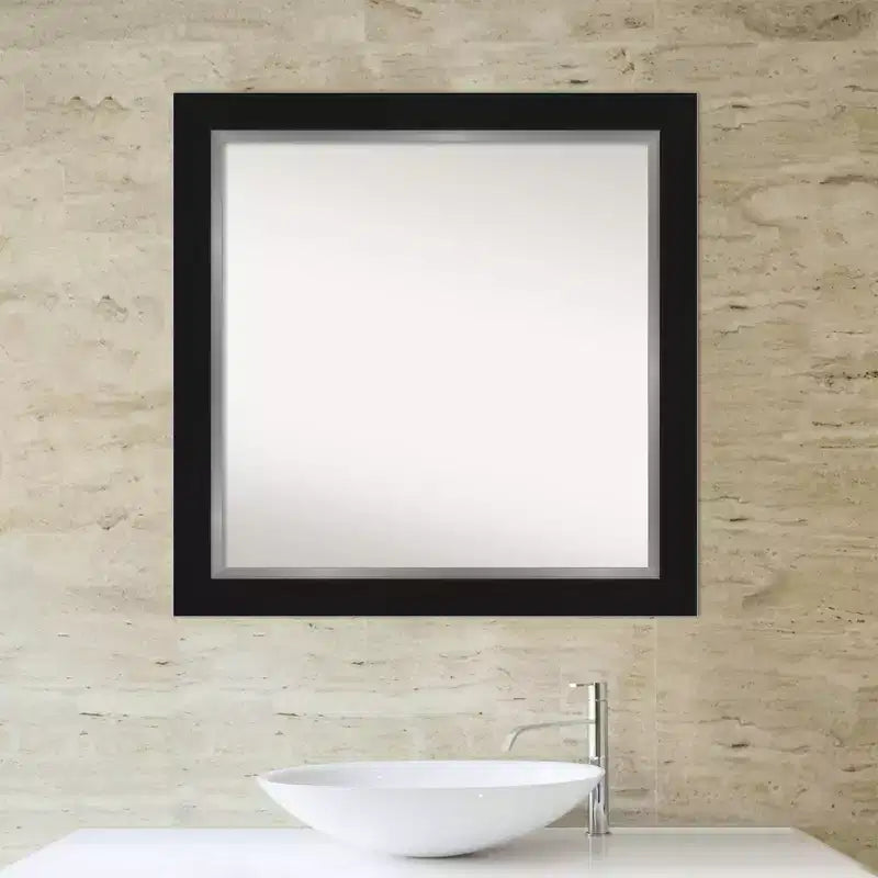 Eva Black Square Wall Mirror for Bathroom – Modern Style, Polystyrene Frame