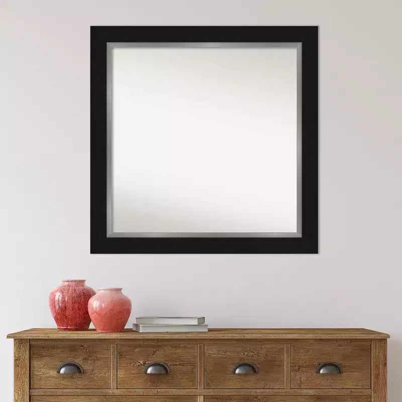 Eva Black Square Wall Mirror for Bathroom – Modern Style, Polystyrene Frame