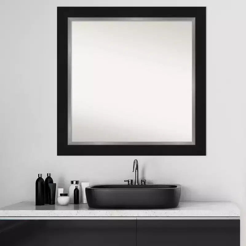 Eva Black Square Wall Mirror for Bathroom – Modern Style, Polystyrene Frame