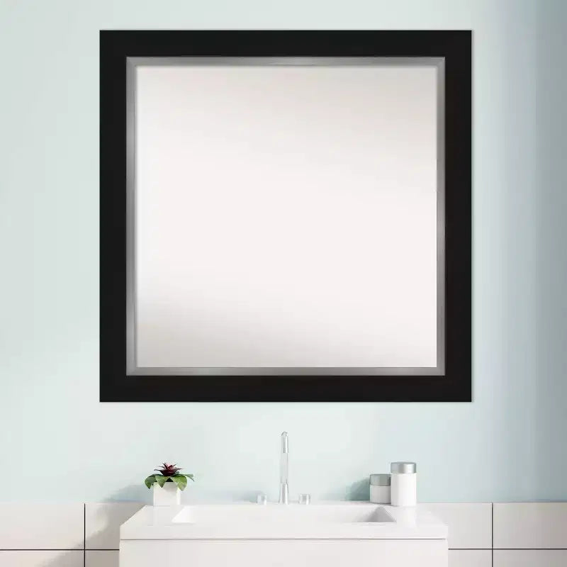 Eva Black Square Wall Mirror for Bathroom – Modern Style, Polystyrene Frame