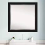 Black Square Wall Mirror for Bathroom – Modern Style, Polystyrene Frame