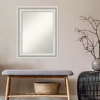 Non-Beveled Parlor White Bathroom Wall Mirror – Modern Vanity, Includes Mounting Hardware
