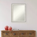 Non-Beveled Parlor White Bathroom Wall Mirror – Modern Vanity, Includes Mounting Hardware