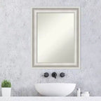Non-Beveled Parlor White Bathroom Wall Mirror – Modern Vanity, Includes Mounting Hardware