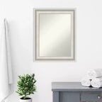 Non-Beveled Parlor White Bathroom Wall Mirror – Modern Vanity, Includes Mounting Hardware