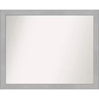 31" x 25" Non-Beveled Vista Brushed Nickel Narrow Wall Mirror - Amanti Art: Modern Rectangle, Polystyrene Frame