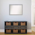 Non-Beveled Brushed Nickel Narrow Wall Mirror – Modern Rectangle, Polystyrene Frame