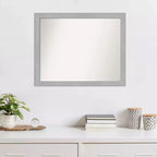 Non-Beveled Brushed Nickel Narrow Wall Mirror – Modern Rectangle, Polystyrene Frame