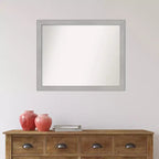 Non-Beveled Brushed Nickel Narrow Wall Mirror – Modern Rectangle, Polystyrene Frame