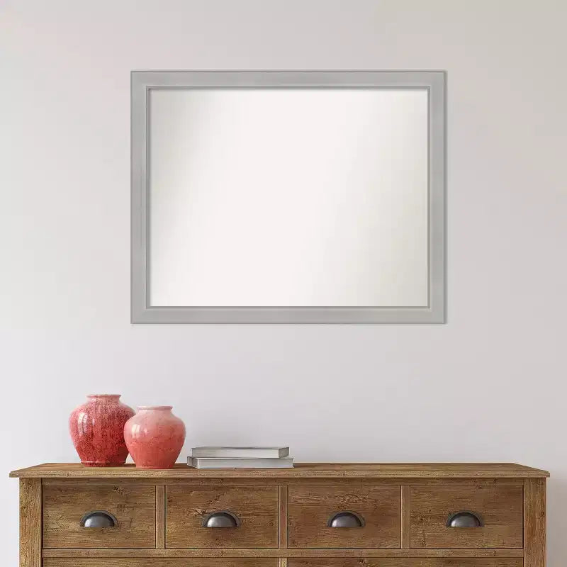 Non-Beveled Vista Brushed Nickel Narrow Wall Mirror – Modern Rectangle, Polystyrene Frame