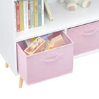 Bibliothèque pour enfants – 3 tiroirs en tissu, étagère ouverte, sécurité anti-basculement, organisateur de jouets