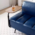 Modern End of Bed Bench – Faux Leather Ottoman, Swivel Tray, Metal Legs