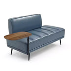 Modern End of Bed Bench – Faux Leather Ottoman, Swivel Tray, Metal Legs