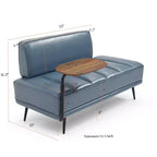 Modern End of Bed Bench – Faux Leather Ottoman, Swivel Tray, Metal Legs