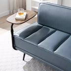 Modern End of Bed Bench – Faux Leather Ottoman, Swivel Tray, Metal Legs