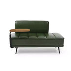 Modern End of Bed Bench – Faux Leather Ottoman, Swivel Tray, Metal Legs
