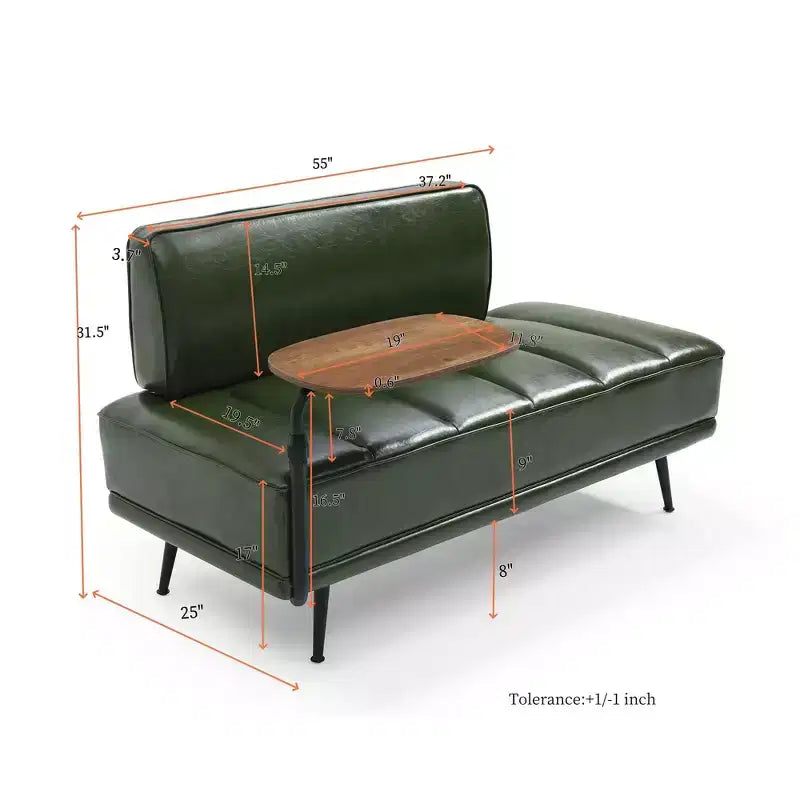 Banco moderno para pie de cama – Otomana de cuero sintético, bandeja giratoria, patas de metal