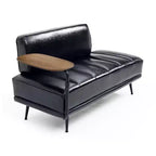 Modern End of Bed Bench – Faux Leather Ottoman, Swivel Tray, Metal Legs