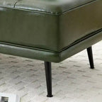Modern End of Bed Bench – Faux Leather Ottoman, Swivel Tray, Metal Legs