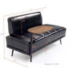 Modern End of Bed Bench – Faux Leather Ottoman, Swivel Tray, Metal Legs